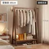 Arara de Roupas de Chão Quarto Vertical Doméstico Pendurar Roupas Bambu Haste de Armazenamento Rack de Armazenamento Camada Dupla Organizando Quarto Cabideiro
