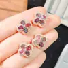 Colgante de espinela natural pura cristal súper rosa transparente gema grado 5A tamaño 4*5mm plata 925 incrustación de precisión