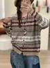 Otoño 2026 Nuevo Suéter de Punto Versátil Casual con Chaqueta Jacquard Vintage de Punto Cruzado Holgado Fair Isle Cuello Redondo para Mujer