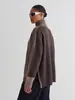 Suéter de comercio exterior ruso transfronterizo de bloques de color para otoño e invierno, cuello semialto, corte holgado, adelgazante, top de punto para mujer