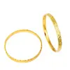 Pulsera Auspiciosa de Hielo Triturado de Tres Caras para Mujer, Oro Arena Estilo Antiguo, Dorado Cobre con Textura Amplia Brillante Estilo Retro Chino Venta al por Mayor