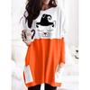 Comercio Exterior Transfronterizo 2022 Europeo y Americano Nuevo Sudadera Estampada Camiseta de Manga Larga Bolsillo Holgado Casual Vestido de Halloween
