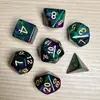 Juego de Dados Poliedros D&D con Patrón de Mármol, Color Mixto Transparente D4D6D8D10D12D20 Caras, Coc, Juego de Mesa, Juego de Siete Piezas