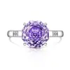 Tiktok Venda Quente Anel de Corte Rosa Milenar Moda Elegante Simples Pedra Colorida Diamante de Alto Carbono Joias Dropshipping ao Vivo