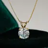 Pingente de Prata Esterlina 925 com Quatro Garras Colar de Moissanita Clássico Banhado a Ouro 14K 1 quilate Cruzamento de Fronteiras Ao Vivo
