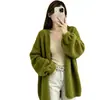 Otoño e Invierno Nuevo Estilo Coreano Estilo Perezoso Color Sólido Temperamento Chaqueta Cardigan de Punto Moda Femenina Versátil Suéter Top Tendencia