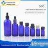Em Estoque Frasco de Vidro Azul para Óleo Essencial de 30ml, Frasco conta-gotas para Essência Líquida Original de 50ml, Selado e à Prova de Luz