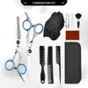 El Set de Tijeras de Peluquería Más Vendido de Amazon Transfronterizo con Tornillo Azul Integrado y Tijeras Planas Completamente de Acero y Tijeras Entresacadoras