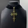 Collar Gótico de Terciopelo Oscuro con Colgante de Cruz de Doble Cara, Collar Ajustable, Gargantilla Vintage Y2K de Nicho Dulce-Cool