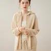 Suéter de Cachemir para Mujer Chaqueta con Cremallera y Cordón Suéter de Punto Cárdigan con Capucha Estilo Casual Holgado Perezoso Sweater Nuevo Estilo Otoño e Invierno