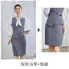 Uniforme de azafata, ropa de trabajo para entrevista de etiqueta, conjunto de tres piezas elegante de chaleco, falda y camisa azul marino para recepción de hotel