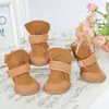 Cachorro de estimação Cão de Rede Cão Sapatos Botas de Neve Cachorro Pequeno Teddy Bomei Conjunto de Sapatos de 4 Peças Mais Veludo Antiderrapante