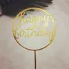 Tarjeta de pastel de cumpleaños de acrílico espejo decoración de fiesta de cumpleaños feliz enchufe