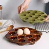 Bandeja de Cerâmica Grande Personalizada com Múltiplos Compartimentos, Assadeira Redonda Doméstica para Cozinha, Bandeja de Ovos, Prato de Ovos, Transfronteiriço