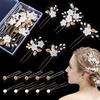 Horquilla para el cabello en forma de U de perlas, Cadena con cuentas, Flor, Horquilla para el cabello, Accesorios para el cabello, Pedrería, Peinado nupcial, Disco para el cabello, Horquilla para el cabello, Horquilla para el cabello en forma de U, Mujeres