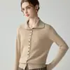 Cardigã de cashmere de gola alta para mulheres, casaco de manga longa com botões de abotoamento simples, design simples, top de pelúcia macia tricotado