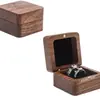 En stock Caja de Anillo de Madera Maciza Vintage Caja de Almacenamiento Portátil de Joyería Exquisita de Lujo para Anillos, Collares, Pendientes