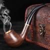 Pipa de Ébano Pipa de Tres Propósitos Olla de Cobre Filtro de 9 mm Boquilla para Cigarrillo Pipa de Madera Maciza de Brezo Pipa de Alambre Olla para Tabaco Seco Bolsa para Tabaco