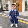 Macacão de Bebê para Primavera e Outono, Super Fofo e Estiloso para Meninos, Macacão de Sarja Macia de Camada Dupla para Mês de Nascimento e Um Ano, Roupa para Engatinhar ao Ar Livre