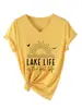 La vida en el lago es la mejor Amazon eBay Estación Independiente Camiseta Casual de Manga Corta con Cuello en V para Mujer