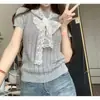 Nova Camiseta Feminina de Renda com Gola Redonda e Mangas Curtas, Design de Nicho para a Primavera de 2025, Corte Solto com Efeito Emagrecedor, Top Versátil