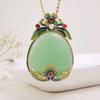 Pingente de prata 925 esmaltado cloisonné jade branco ágata vermelha Sul flores desabrochando rico pintura antiga esmalte mãe Feminino