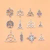 Juego de 12 Colgantes Pequeños de Nudo Celta de Plata Antigua, Accesorios de Joyería, 12 Estilos, 1 Cada Uno, aproximadamente 18 g por Juego
