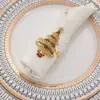 Potente Fabricante Anillo para Servilleta Punto Diamante Árbol Verde Hebilla para Servilleta Anillo para Servilleta Año Nuevo Aleación Fabricante Venta al por Mayor