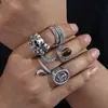 Joyería de Mano para Hombre de Venta Caliente Transfronteriza Europea y Americana Anillo Retro con Forma de Serpiente y Calavera Accesorios de Anillo de Apilamiento de Gama Alta Hip-Hop