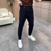 Calças Casuais Slim Fit Masculinas Cor Sólida de Alta Qualidade para Primavera e Verão 2024 Calças de Barra Ajustada Moda Versátil Tendência Marca Calças de Moletom Esportivas Tendência