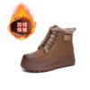 Botas de nieve de suela gruesa para mujer, botas cortas cálidas de terciopelo de invierno 2025, estilo étnico retro, versátiles.
