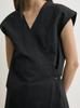 Camisa de Manga Corta Cruzada de Algodón y Lino Longmei para Mujer 2026 Primavera/Verano Nuevo Estilo Tot Simple Versátil para el Trabajo Top con Cuello en V