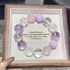 Pulsera de Mica Púrpura Natural, Pulsera de Cristal Rosa, Diseño Original de Moda para Mujer, Cadena de Cristal para Joyería Hecha en Fábrica