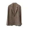Novo Blazer de Algodão e Linho Outono 2026 Celebridade da Internet Coreana para Mulheres, Versão Coreana Blazer Pequeno Solto de Linho em Estilo Britânico