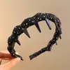 Faixa de Cabelo Versátil Estilo Coreano com Bolinhas Brancas e Ondas Dentadas para Mulheres Acessório de Cabelo Delicado Topo Alto da Cabeça Para Lavar o Rosto Uso Diário Faixa de Cabelo