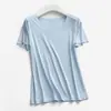 Verão Novo Feminino Sem Marcas Seda Gelada Camiseta Manga Curta Gola Redonda Esportes Fitness Corrida Alta Elasticidade Slim Fit Secagem Rápida