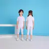 Conjunto de fitness de manga curta de secagem rápida transfronteiriço para esportes ao ar livre, unissex e infantil, roupa térmica de treinamento, respirável e justa ao corpo