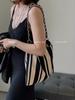 Bolso de Lona con Rayas de Diseñador para Mujer 2024 Nuevo Verano Gran Capacidad Cadena de Hombro de Alta Calidad