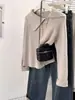 Cárdigan de punto de color liso irregular con solapa y doble cremallera para mujer, otoño e invierno, diseño único, chaqueta suéter top