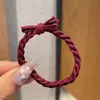 Banda de goma para el cabello para mujer, tocado de cuerda, aro elástico para el cabello, sencillo, famoso en Internet, accesorios para el cabello sencillos, funda de cuero, cuerda fina para el cabello para mujer