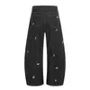 Bordado de Cachorro Dóberman Dibujo Animado Scimitar Jeans Diseño para Hombre Nicho Holgado Pantalones de Pierna Ancha Vibe Marca de Moda