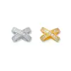 Prata Esterlina S925 Banhada a Ouro Diamante Zircônia Contas Porosas em Forma de X Material DIY Feito à Mão Pulseira Colar Acessórios Contas