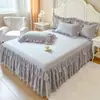 Comercio Exterior Transfronterizo Falda de Cama de Encaje Estilo Coreano Juego de Tres Piezas Falda de Cama Lavable a Máquina Color Sólido Sábana de Verano