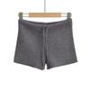 Pantalones cortos de punto informales con cordón estilo americano de otoño para mujer, pantalones cortos ajustados elásticos y sexis de estilo Spice Girls para adelgazar y a la cadera.