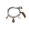 Pulsera de Plata de Bestia Devoradora de Oro Antigua para Mujer, Pulsera Trenzada de Porcelana Azul y Blanca Estilo Étnico, Joyería de Pulsera que Atrae la Riqueza de Lujo Accesible de Nicho