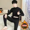 Novo Conjunto Essencial de Veludo Amigo da Pele para Outono e Inverno, Calça Térmica Masculina de Lã Dupla Face de Cintura Alta, Roupa Íntima Térmica de Manga Longa