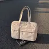 Bolsa de Mão Feminina Estilo Simples Cor Sólida Versátil Bolsa para o Dia a Dia Bolsa para Estudante Aula Bolsa para Notebook de 15,6 polegadas