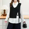 Ropa especial para mujer talla grande 2026 otoño nuevo estilo, diseño único para ir al trabajo, blusa top tipo dos piezas de imitación 0816