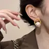 Pendientes de Perla de Alta Gama para Mujer, Pendientes Redondos Estilo Retro de Hong Kong, Diseño de Nicho, Pendientes Personalizados Simples y Versátiles