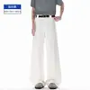 Pantalones casuales de pierna ancha, extralargos para hombres altos, pantalones de traje blancos, pantalones de verano para hombre con caída, pierna recta, ligeramente acampanados, corte curvo